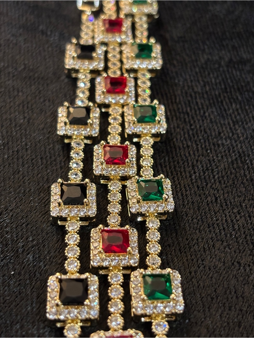 3mm Yellow Gold Princess-Cut CZ Halo Bracelets 8in.